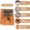 Kalimba Thumb Piano 17 Keys, Wood, 7.9 x 5.5 x 2.4 inches