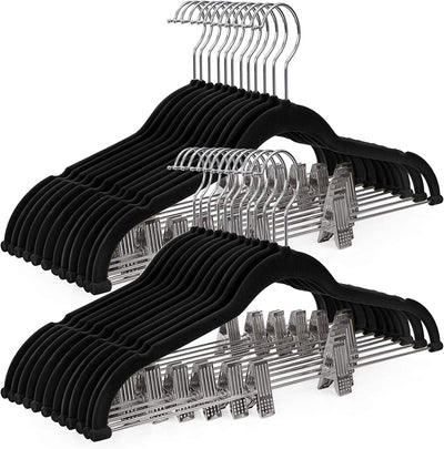 30-Pack Pants Hangers, 16.7-Inch Long Velvet Hangers