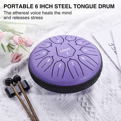 Steel tongue drum- 6 inch 11 tones, lavender purple