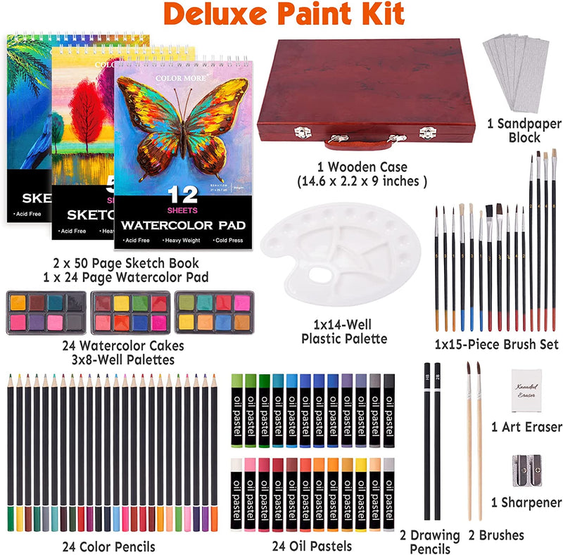 102 Piece Deluxe Art Set, wooden case