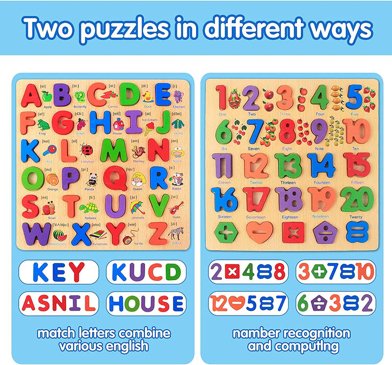 Puzzle game 2 in 1 numbers and letters ABC Y 123