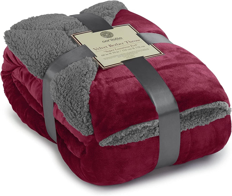 Plush Blanket for Bed and Sofa (60" x 70") Red/Gray