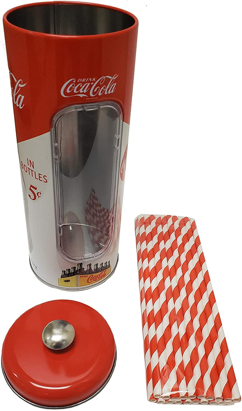 Collectible tin with 20 straws (Red and white)