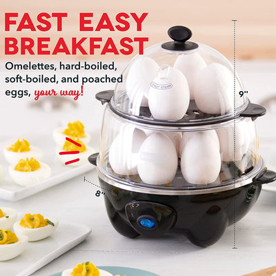 Deluxe Quick Egg Cooker, 12-egg capacity, automatic shut-off, (Black)