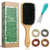 Natural bristle hair brush (paddle), Size: 6 Piece Set