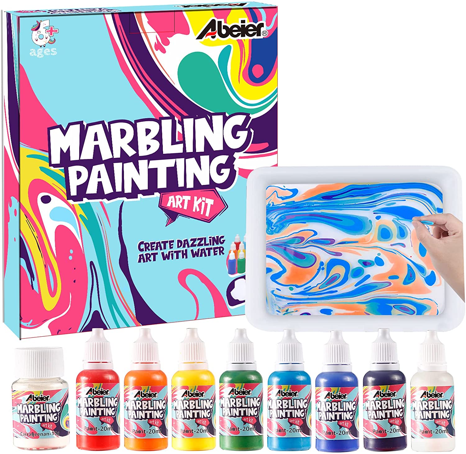 Marbled paint kit for children's arts and crafts, ages 6-12