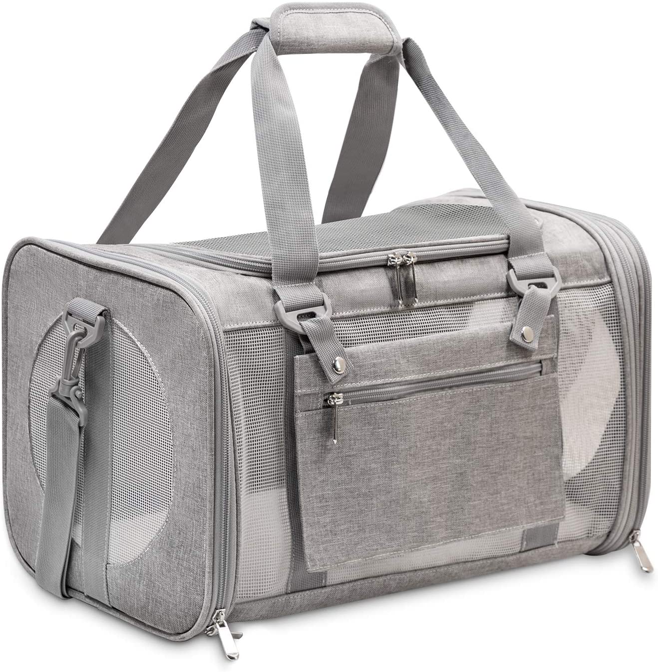 Pet carrier, medium, gray