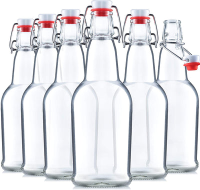 16 oz clear bottles with airtight lid (6 pack)