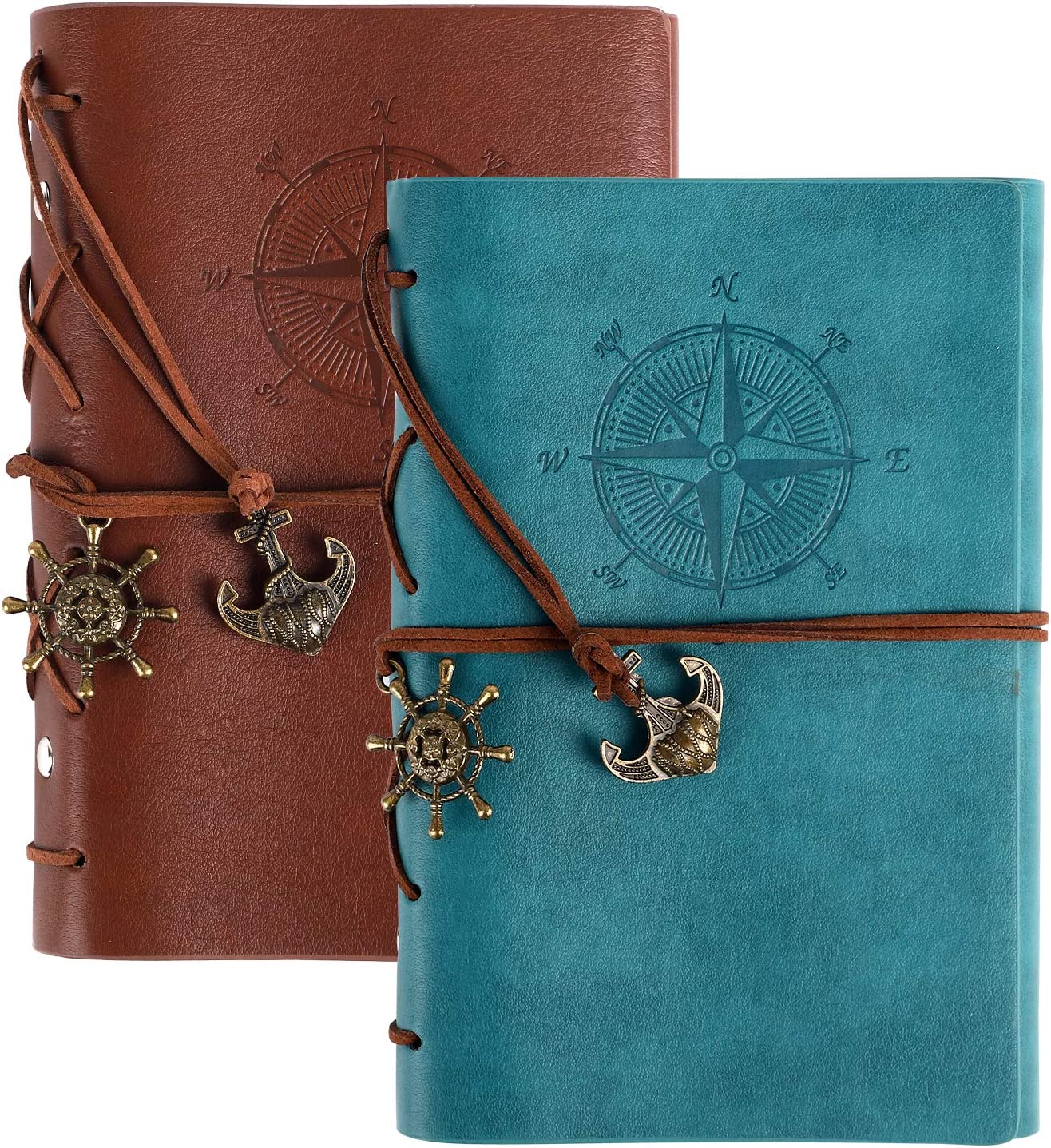 2 Leather Journal Notebooks, 5 x 7.25 Inch, 80 Sheets / 160 Pages