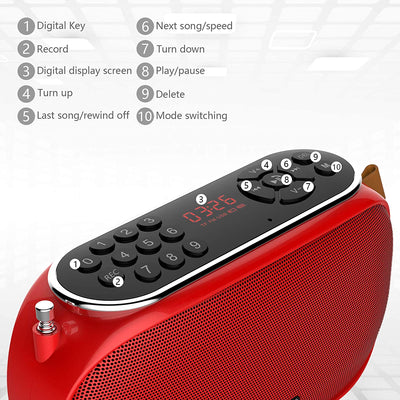 Wireless Radio Bluetooth Speaker, USB Charging (Red Color)