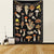 Vintage Black Mushroom Tapestry, Multicolor B (36" x 48")