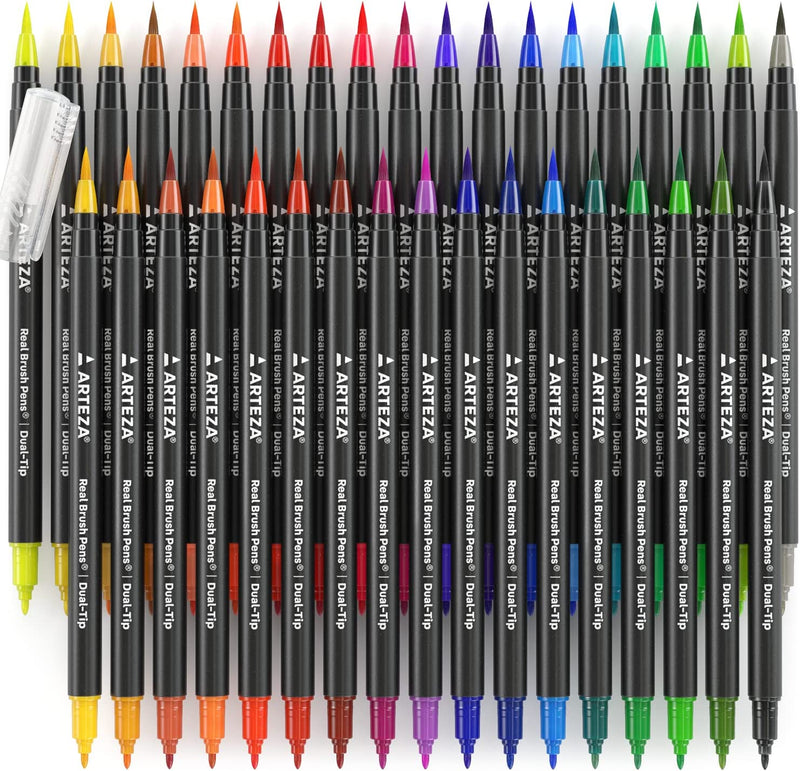 36 colors, watercolor markers with flexible nylon brush tips