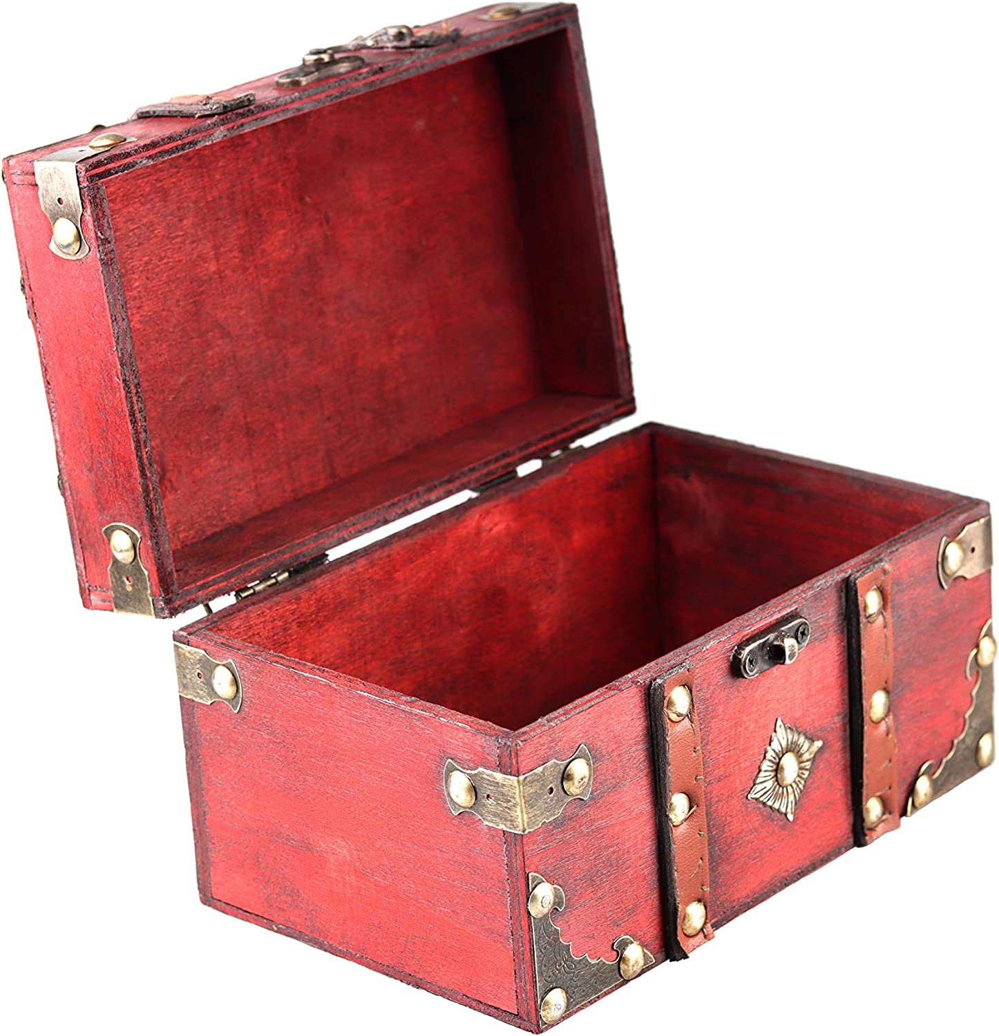 7.1 x 4.7 x 4.2 inch vintage wooden treasure chest