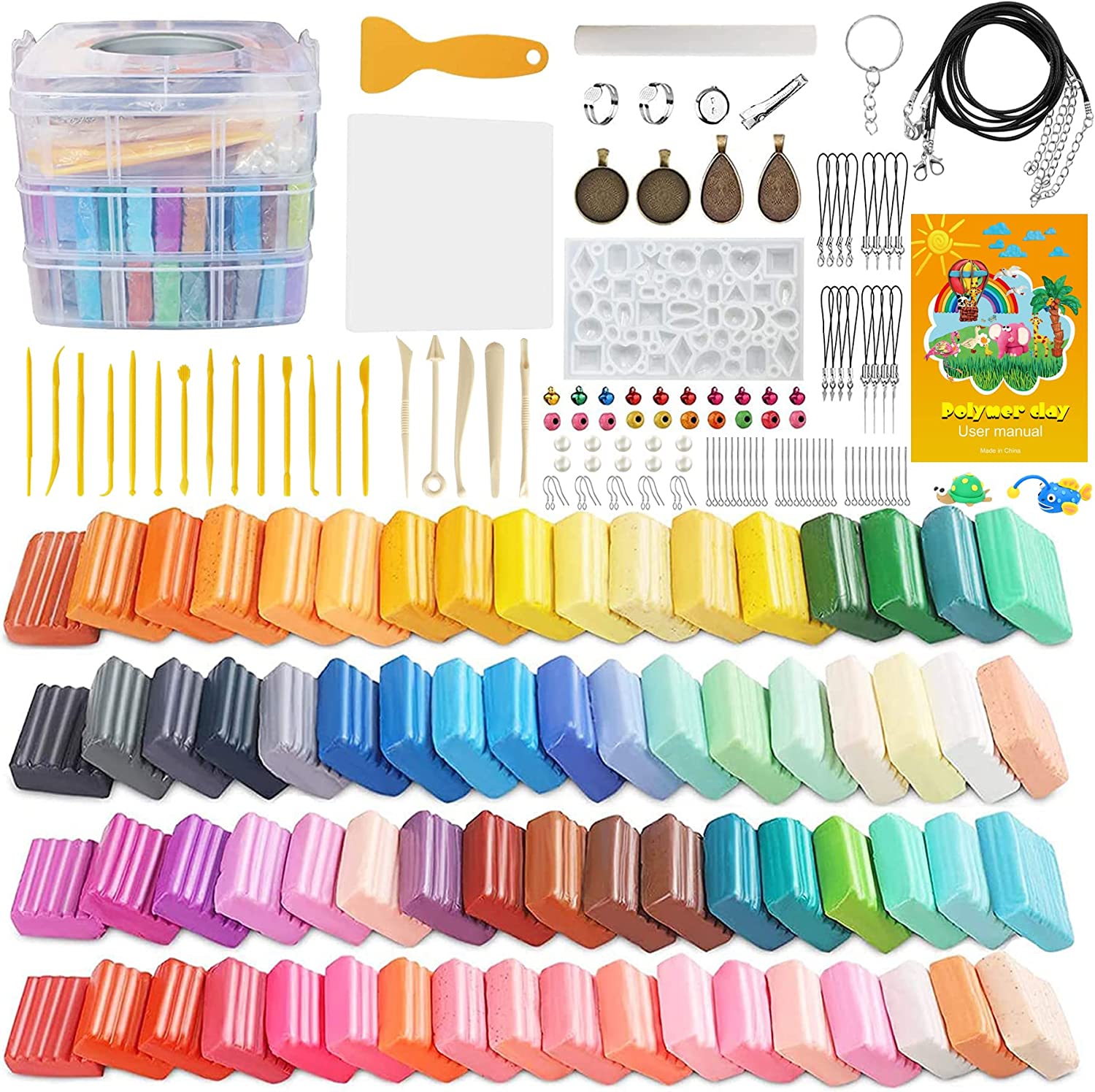 70 Color Oven Baked Polymer Clay Kit, 193 Pieces