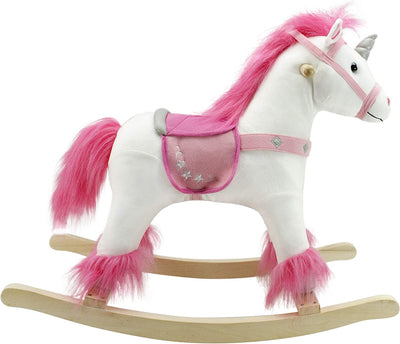 Real Wood Plush Seesaw, White and Pink Unicorn