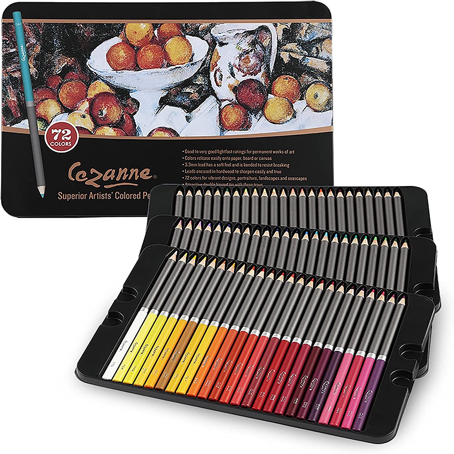 Set of 72 professional colored pencils, multicolor