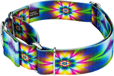 Mantingala Dog Collar 6.5 x 3.6 x 0.3 inches, (Dyed Flowers)