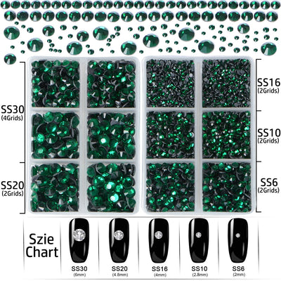 6400 Pieces Champagne Hotfix Rhinestones, Emerald color