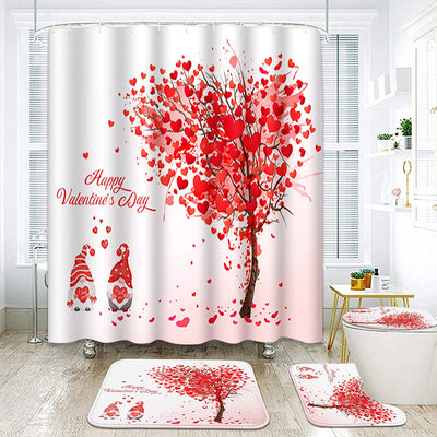 Valentine Heart Shaped Tree Shower Curtain Set of 4