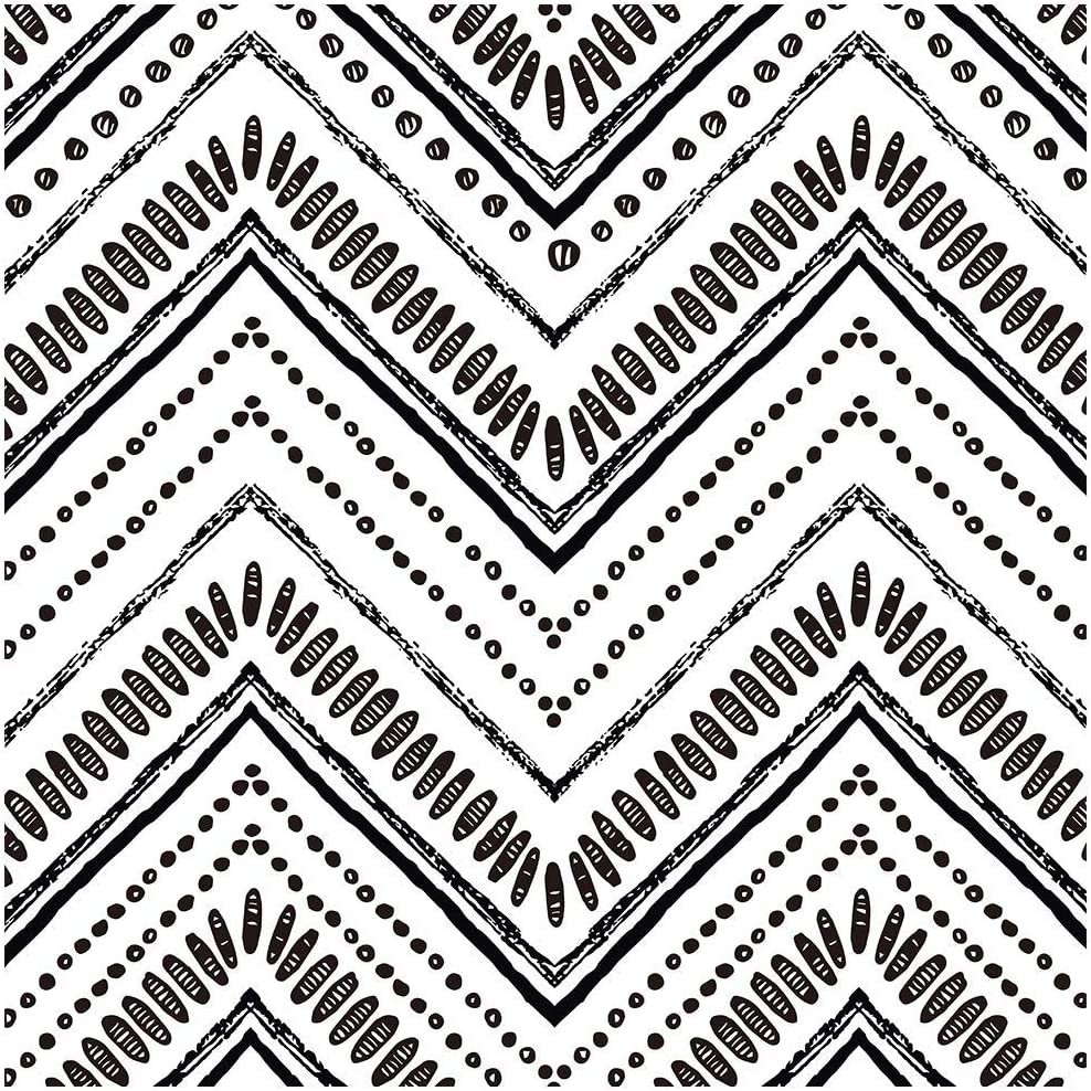 17.7in x 32.8ft Black and White Modern Self Adhesive Vinyl Decal