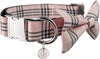 Adjustable Scottish Tartan Bowtie Dog Collar Size S Pink