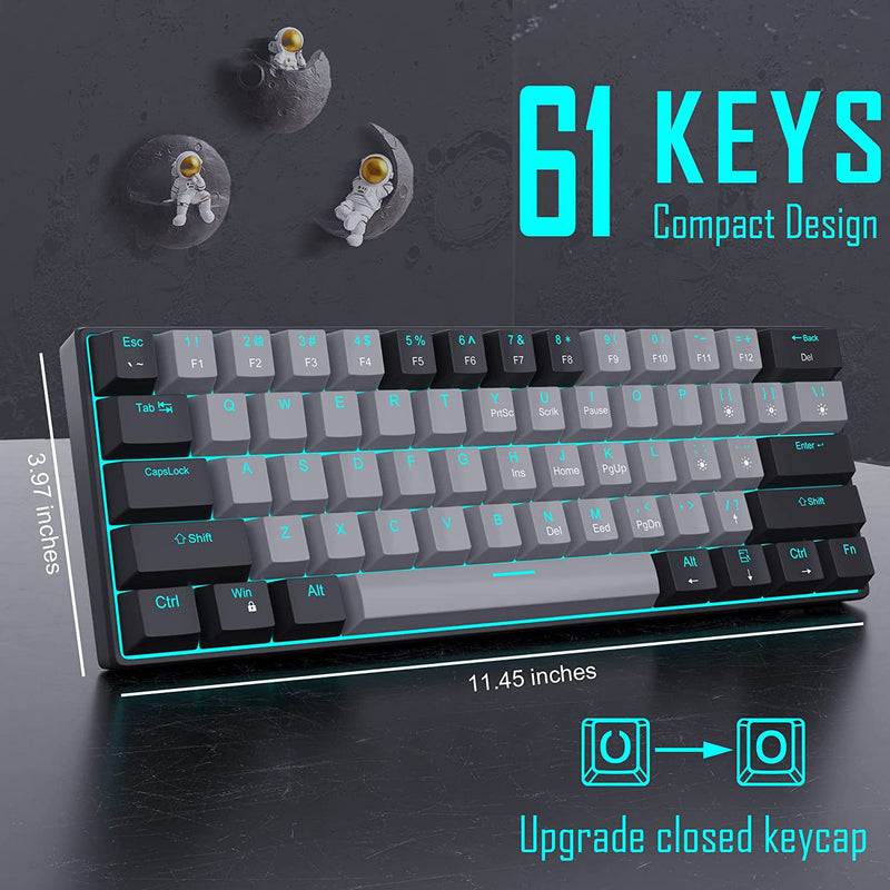 Mechanical gaming keyboard. black/grey keys with blue switches