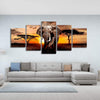 Canvas Print (Elephant at Sunset), Framed 40" W x 20" H