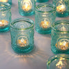 Vintage tealight holders, turquoise blue, 12-ct.