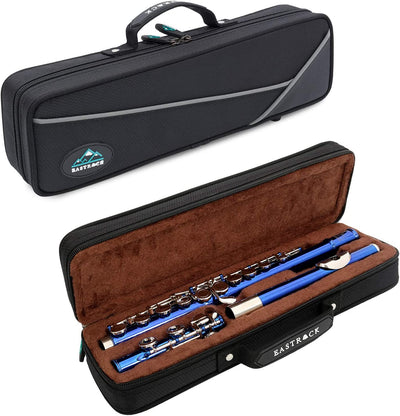 Silver nickel flute with case and cleaning kit (blue)