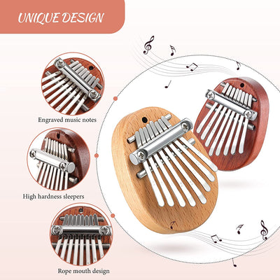 10-piece 8-key mini kalimba kit (wood, oval)