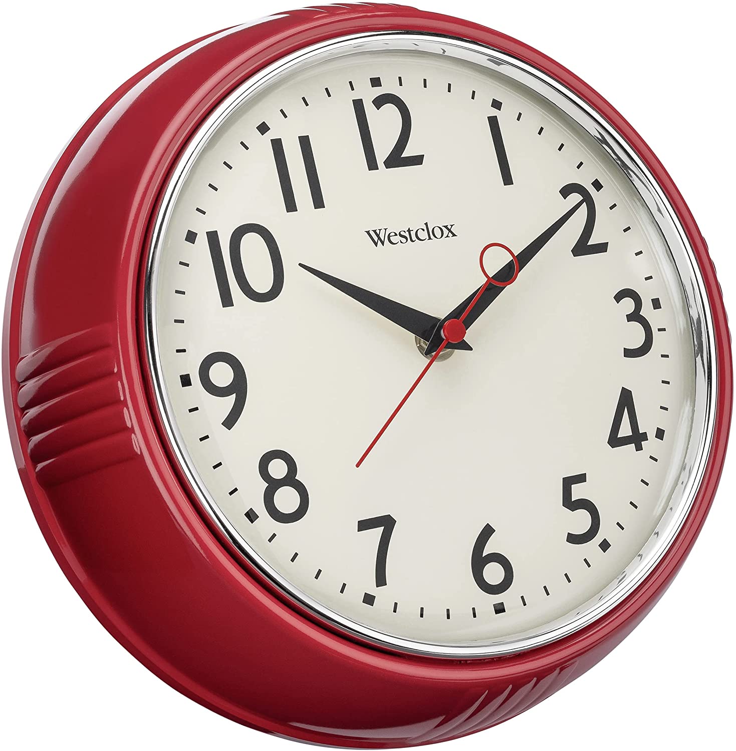 1950's Retro Wall Clock, 9.5", Red