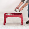 Raised pet bowl, with adjustable stand, (red)