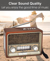 Portable retro radio with Bluetooth, rechargeable battery