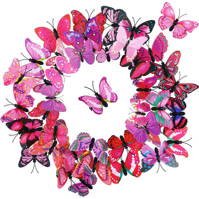 36 Pieces Butterfly Hair Clips (Pink, Dark Red)