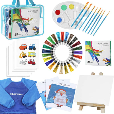 Acrylic painting set for children, style: 24 color, 44 pieces