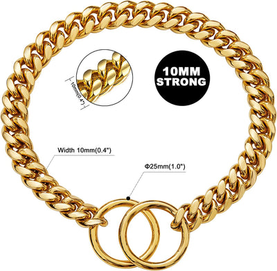 10mm Cuban pets  Chain, 18K Gold