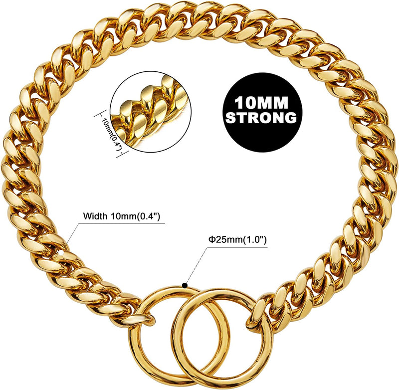 10mm Cuban pets  Chain, 18K Gold