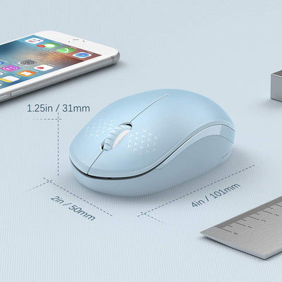 Portable Silent Click Computer Mouse (color:Light Blue)