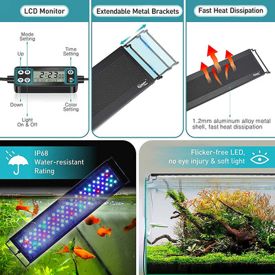 Auto On/Off LED Aquarium Light, 22W (for 24-30 inch tank)