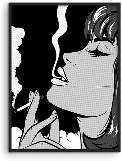 Retro Woman Wall Art Posters, Black and White, 12 "x 16"