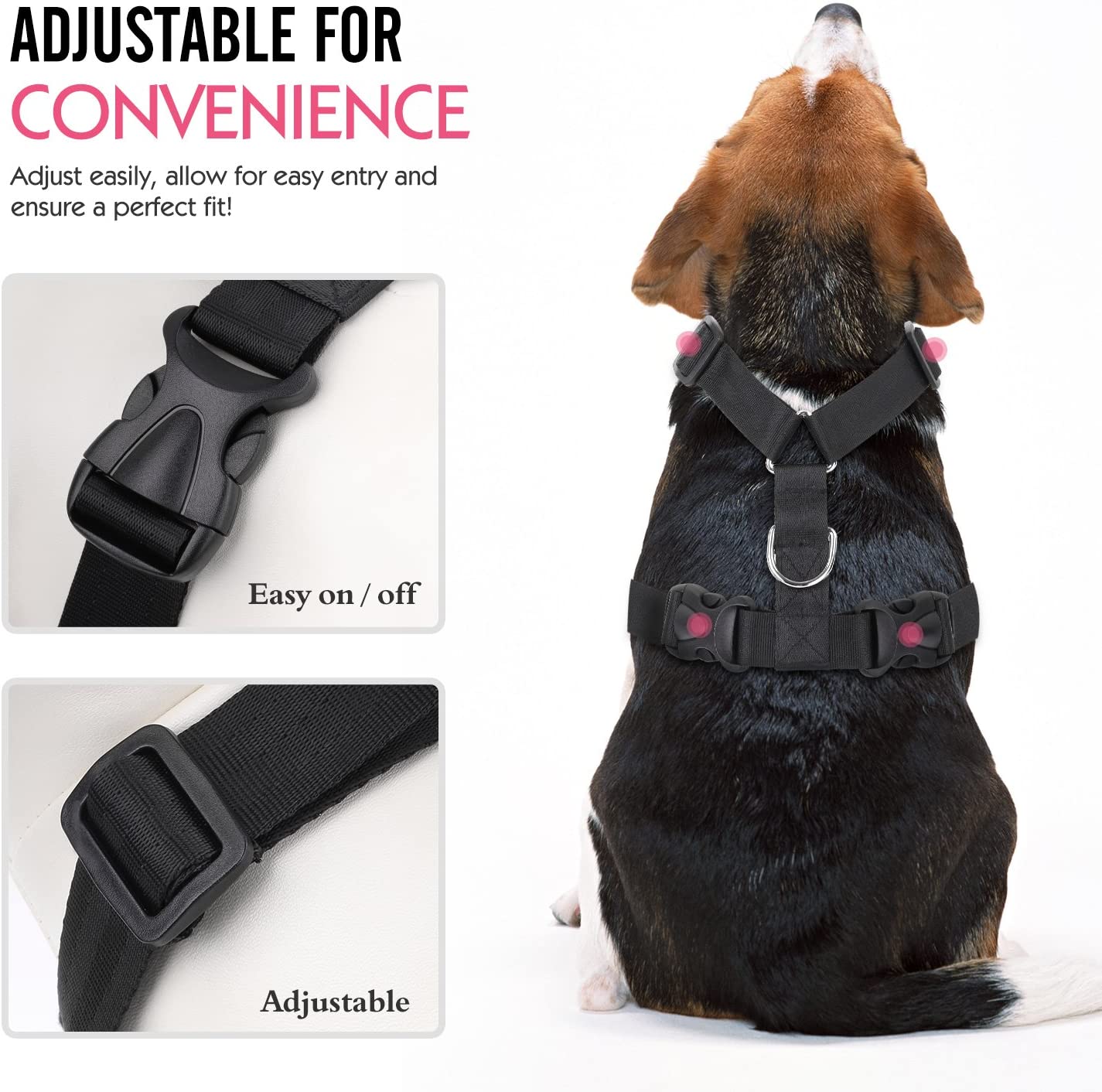 Pet Safety Vest Harness with Adjustable Leash and Buckle Clip