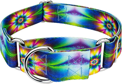 Mantingala Dog Collar 6.5 x 3.6 x 0.3 inches, (Dyed Flowers)