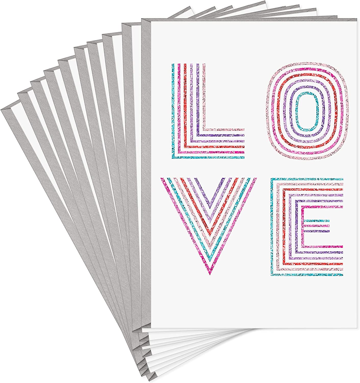 Valentine's Day Cards, Glitter Love (6 Cards with Envelopes)