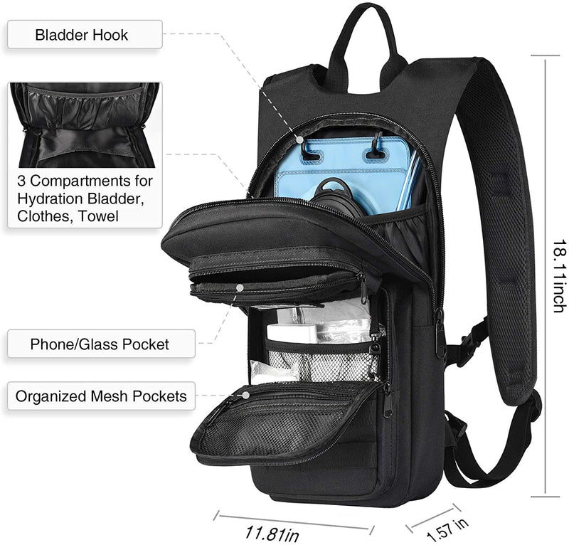 3L Bladder Hydration Backpack for Running and Climbing (Black)