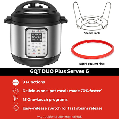 Duo Plus 6 Quart 9-in-1 Electric Pressure Cooker, Slow