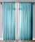 2 Linen Sheer Curtain Panels (Turquoise, W35 X L54)