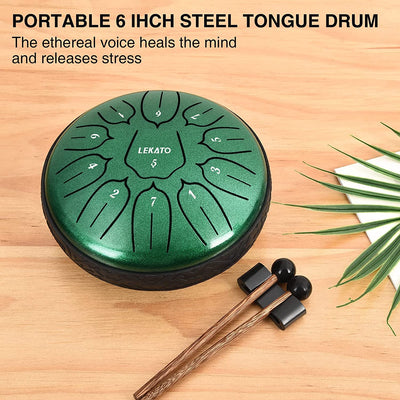 Steel tongue drum- 6 inch 11 tones, jade green