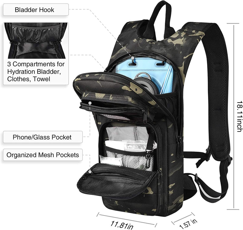 3L Bladder Hydration Backpack for Running (Black Camo)