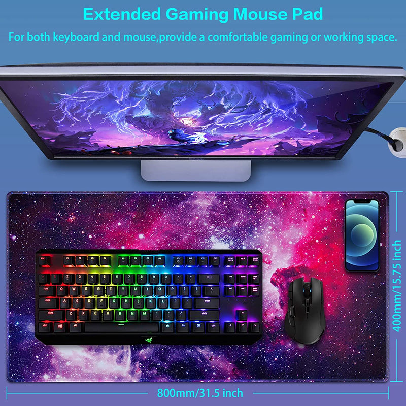 Extended mouse pad 31.5 x 15.7 Inches (Purple-Galaxy)