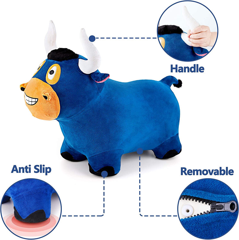 Plush jumping horse, blue